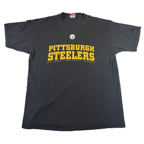 Pittsburgh Steelers NFL Football T-Shirt Black Gold 2000s Y2K Men's Large - Picture 1 of 5